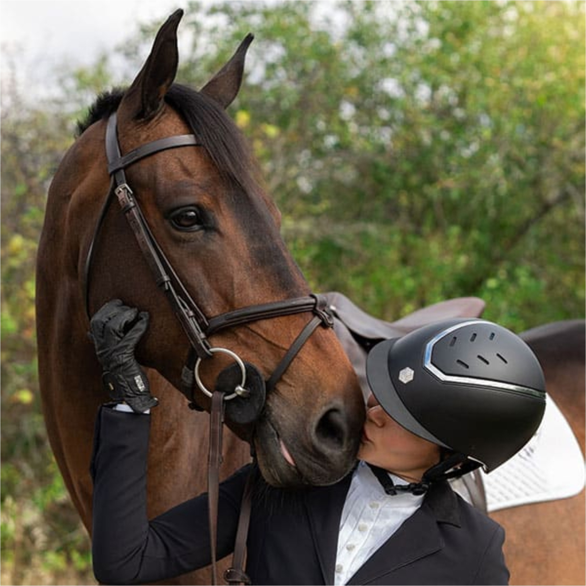 2024 Charles Owen Kylo Casque De équitation Standard Peak Riding KYLOC - Noir Mat / Silver